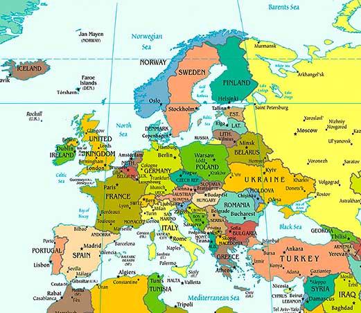 Mapa de europa y Rusia - Mapa de europa, Rusia (Europa del este - Europa)