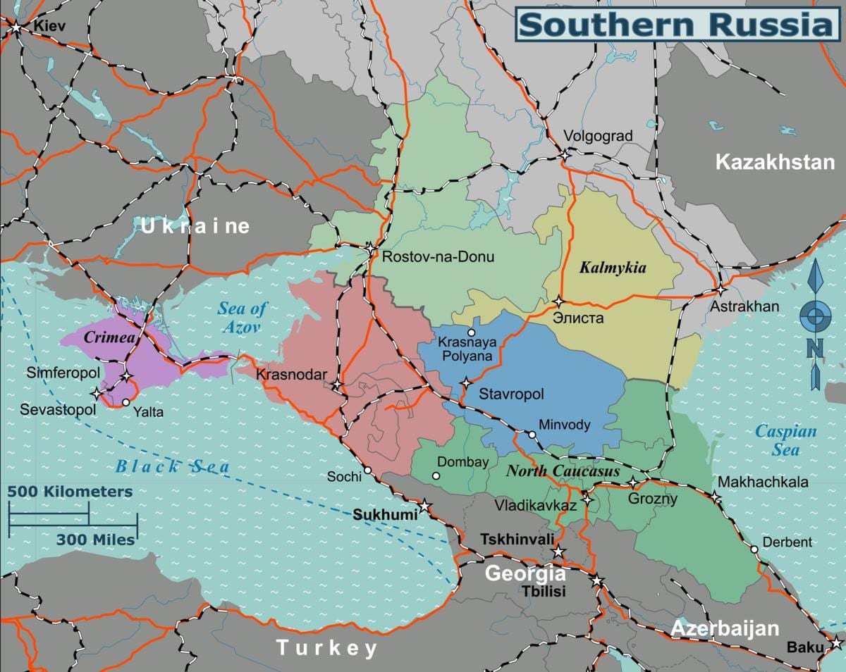 mapa del sur de Rusia