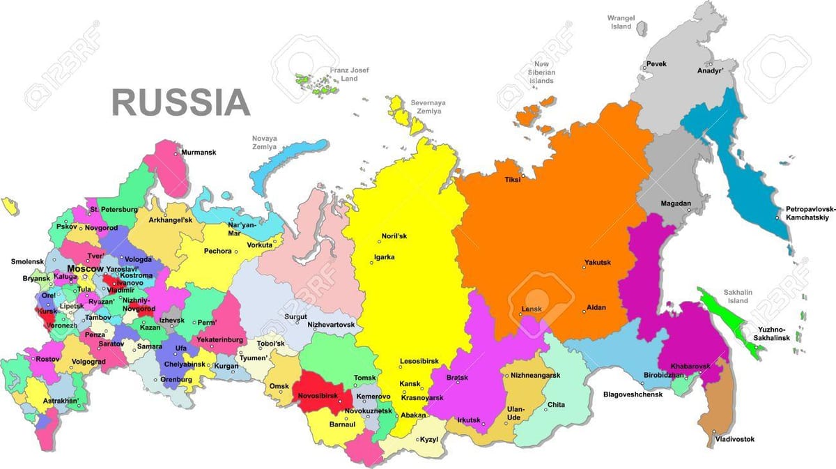 mapa de federación de rusia