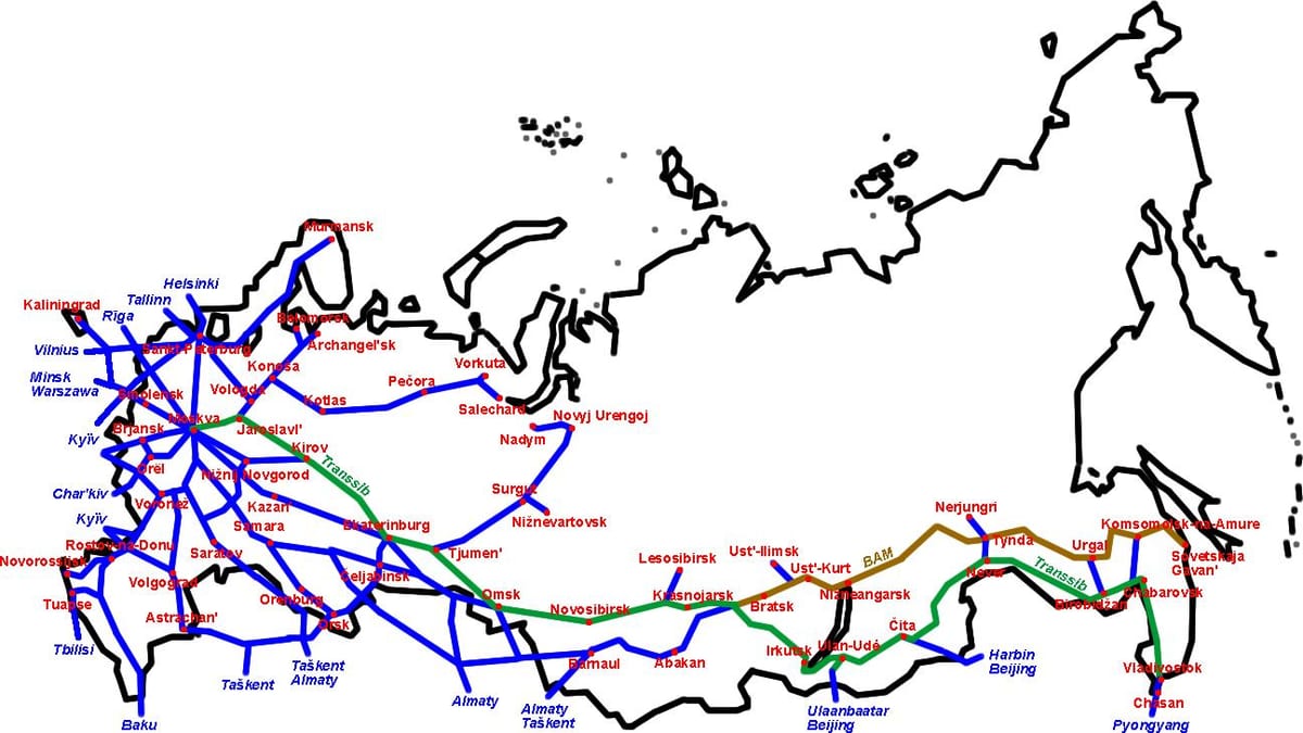 mapa de los ferrocarriles de rusia