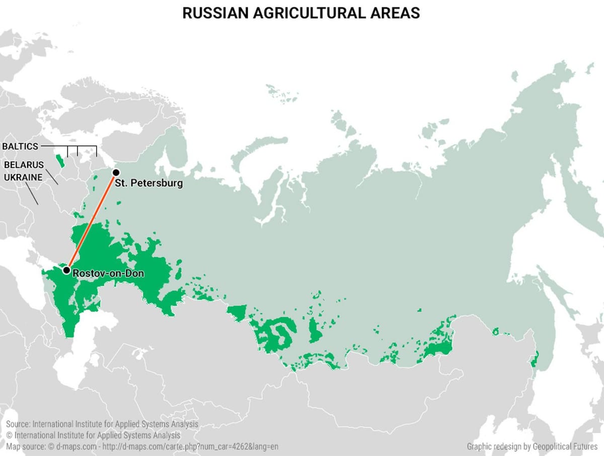 mapa de la agricultura rusa