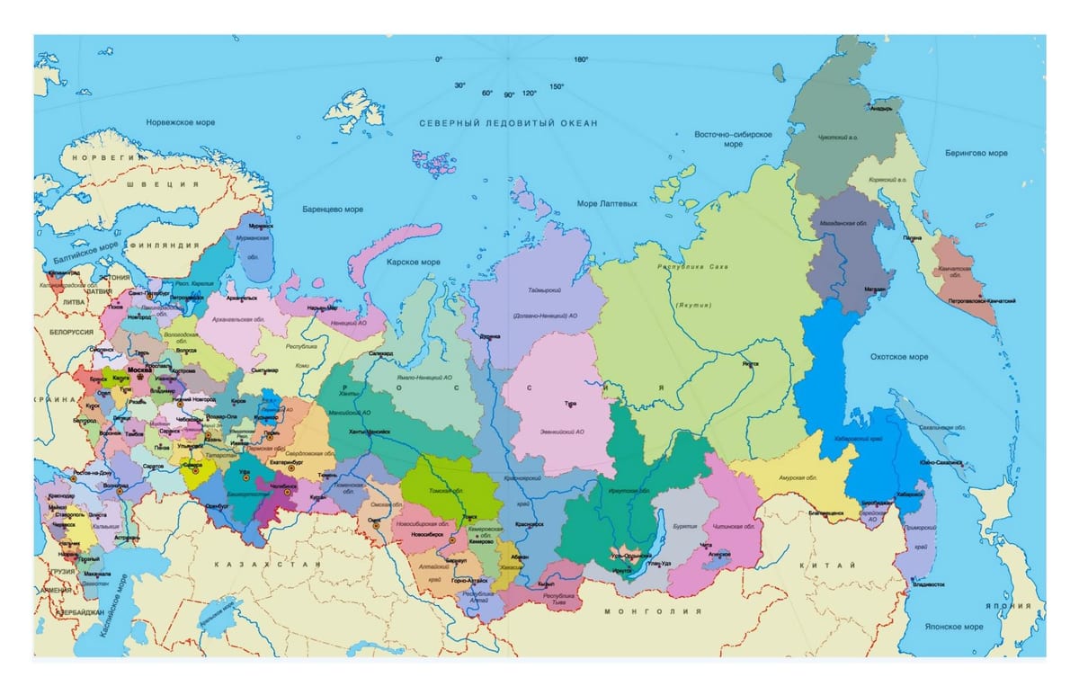 Rusia regiones del mapa