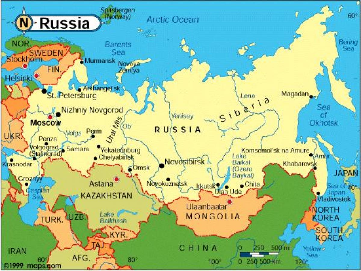 Rusia y los países circundantes mapa