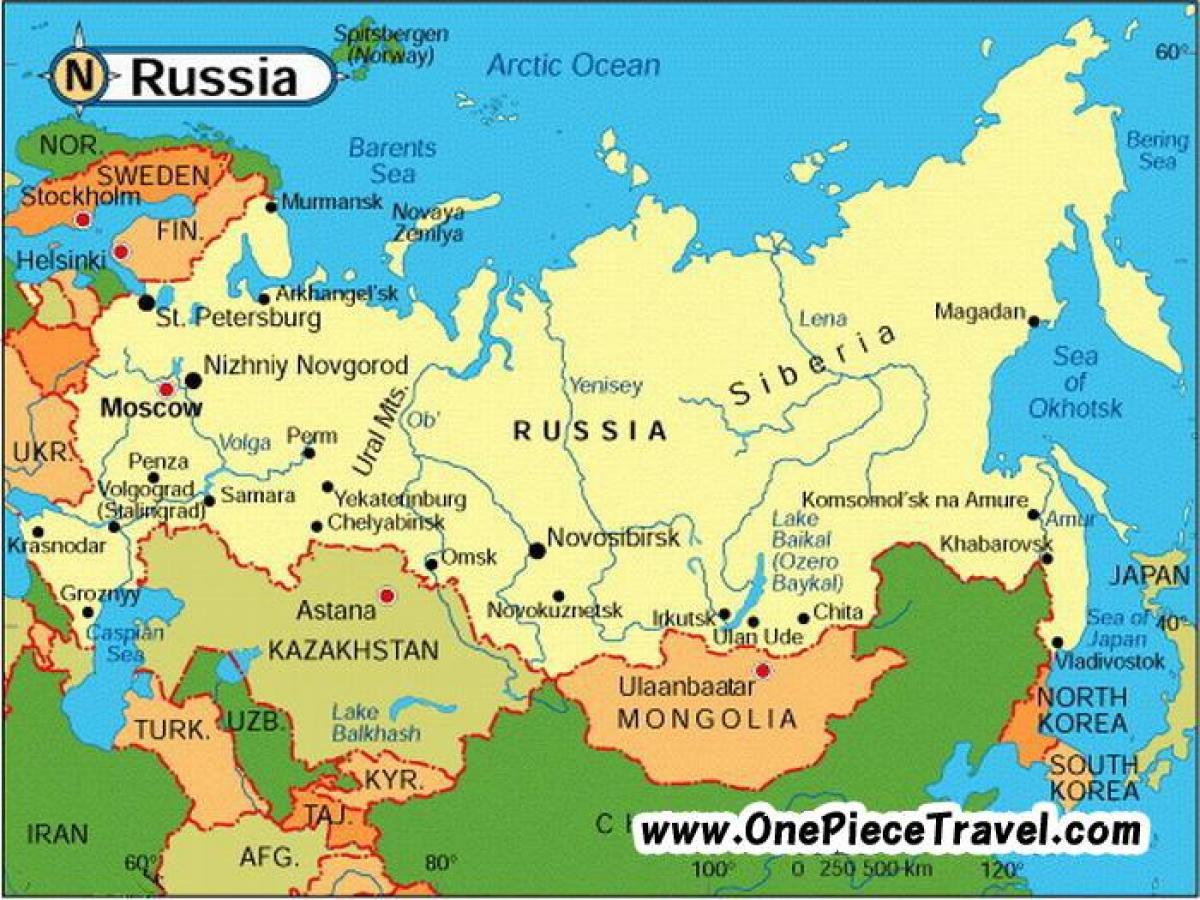 mapa turístico de Rusia