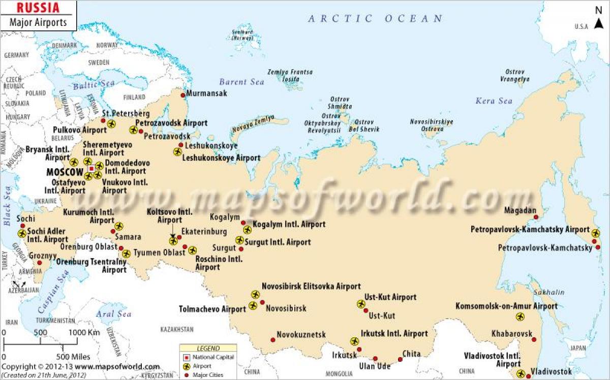 Rusia aeropuerto mapa