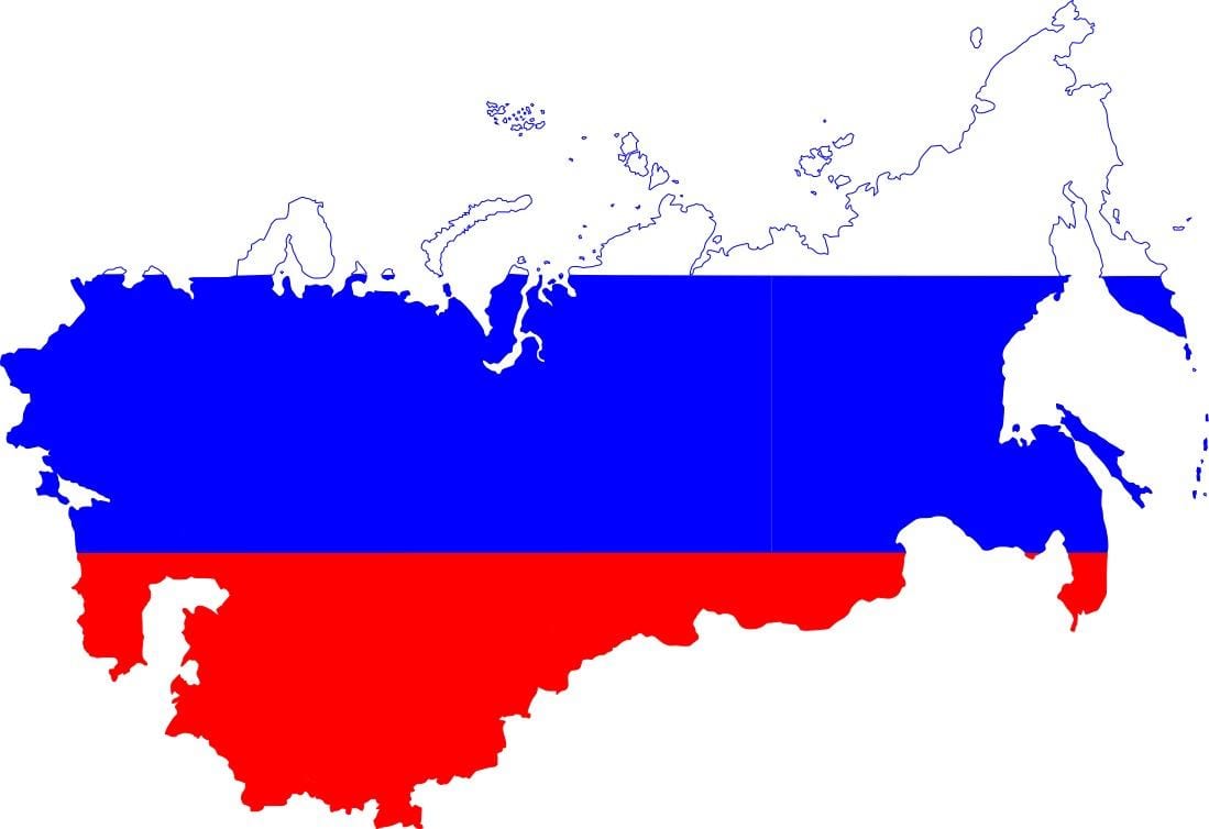 Rusia mapa de la bandera