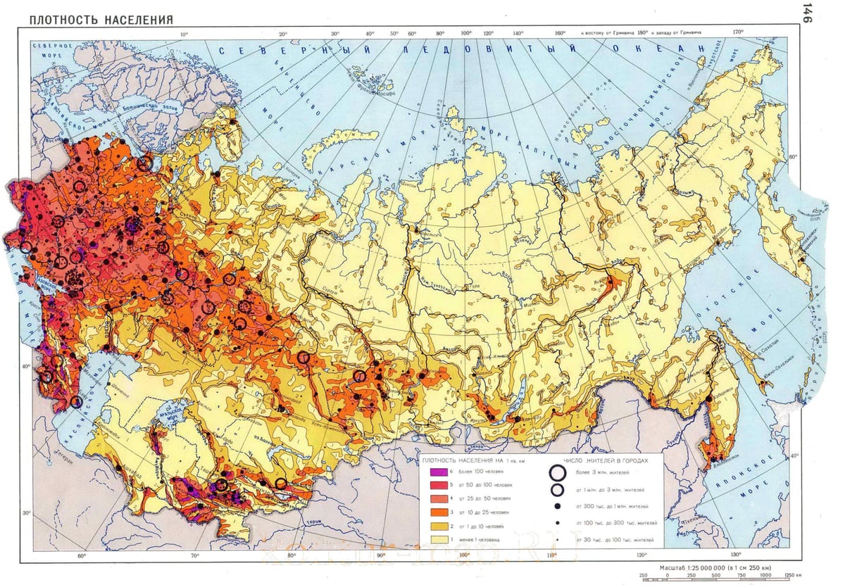 Rusia mapa de densidad de población