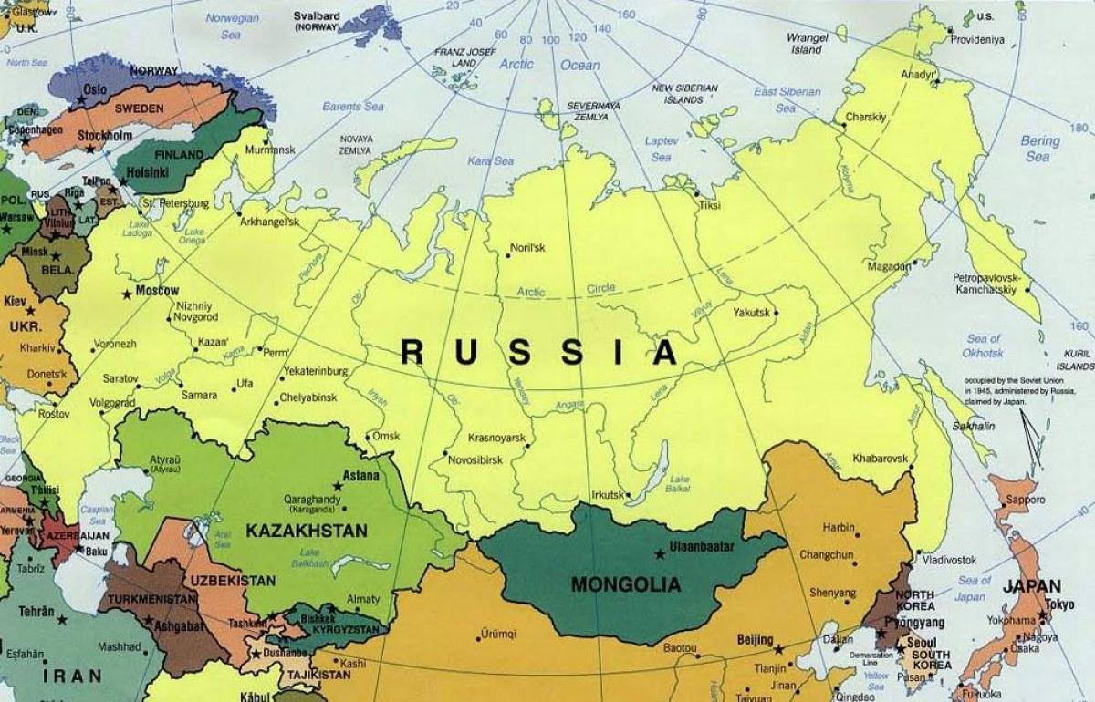 mapa de Rusia y de los países vecinos