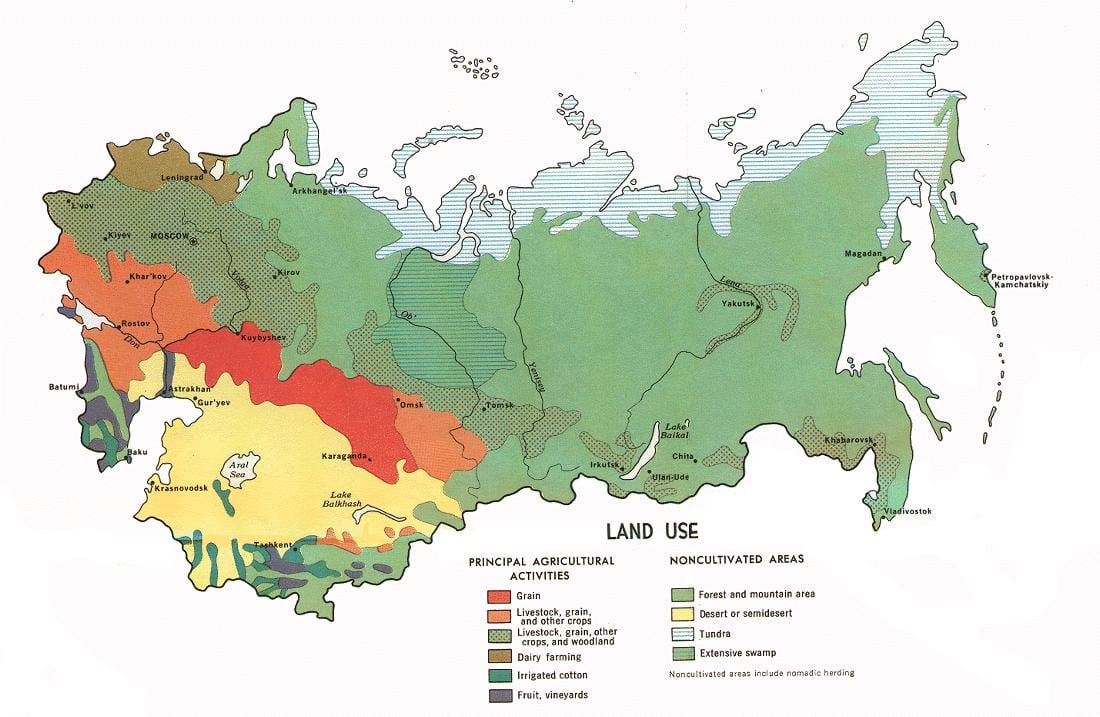 Ruso de recursos naturales mapa