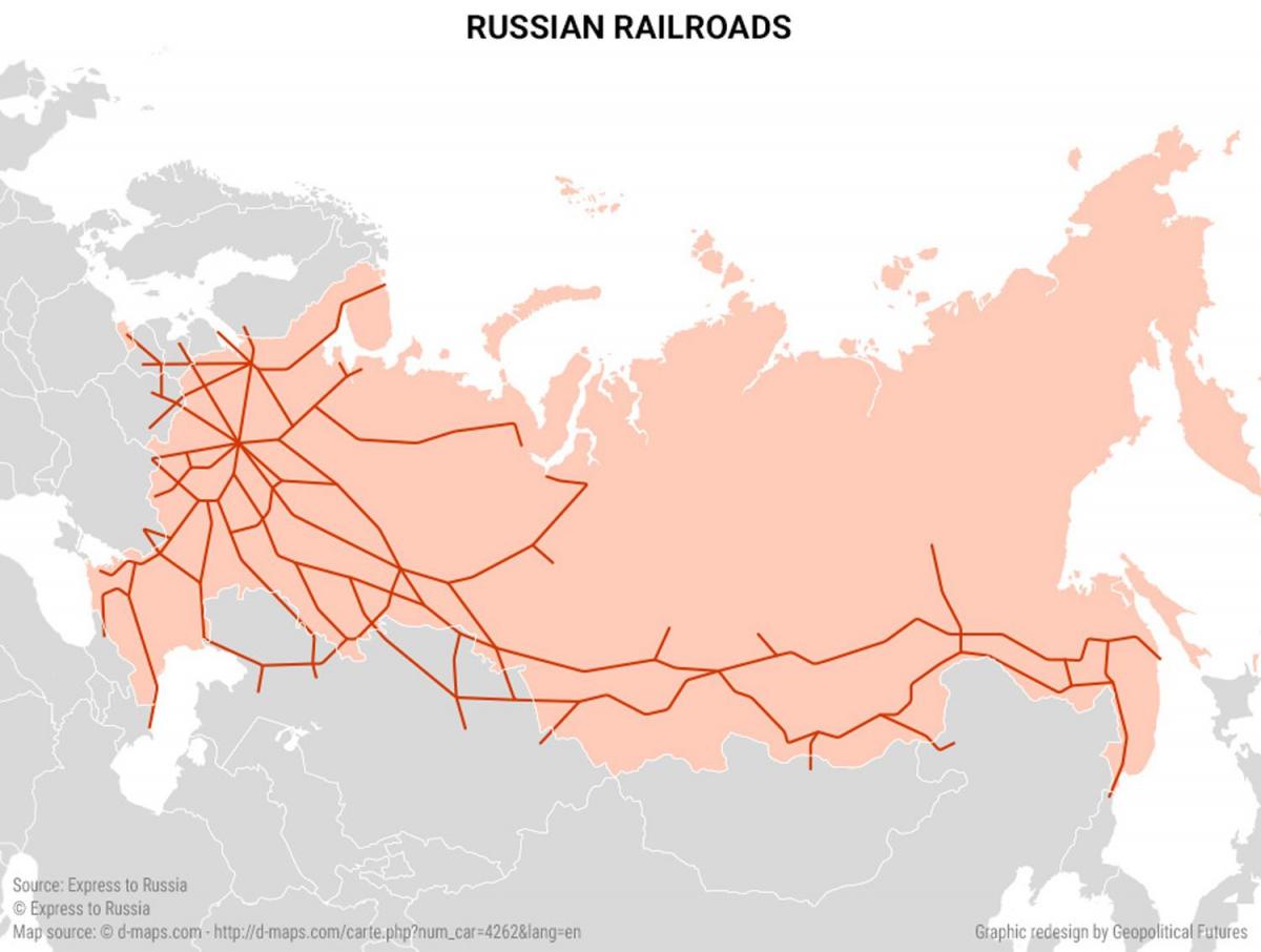 mapa de Rusia transportes