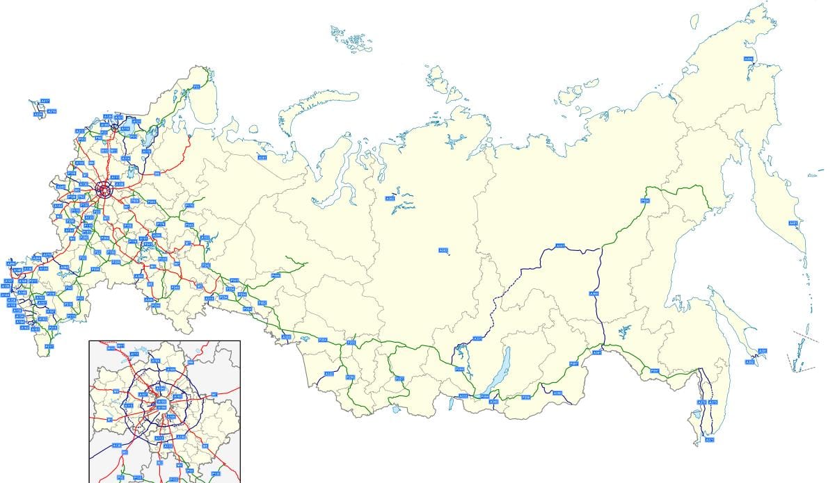 mapa de rusia carretera