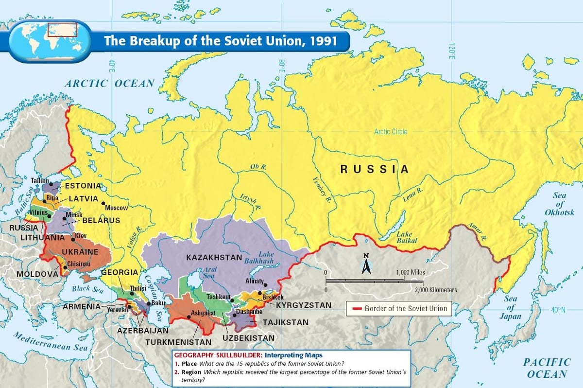 Unión soviética en el mapa del mundo