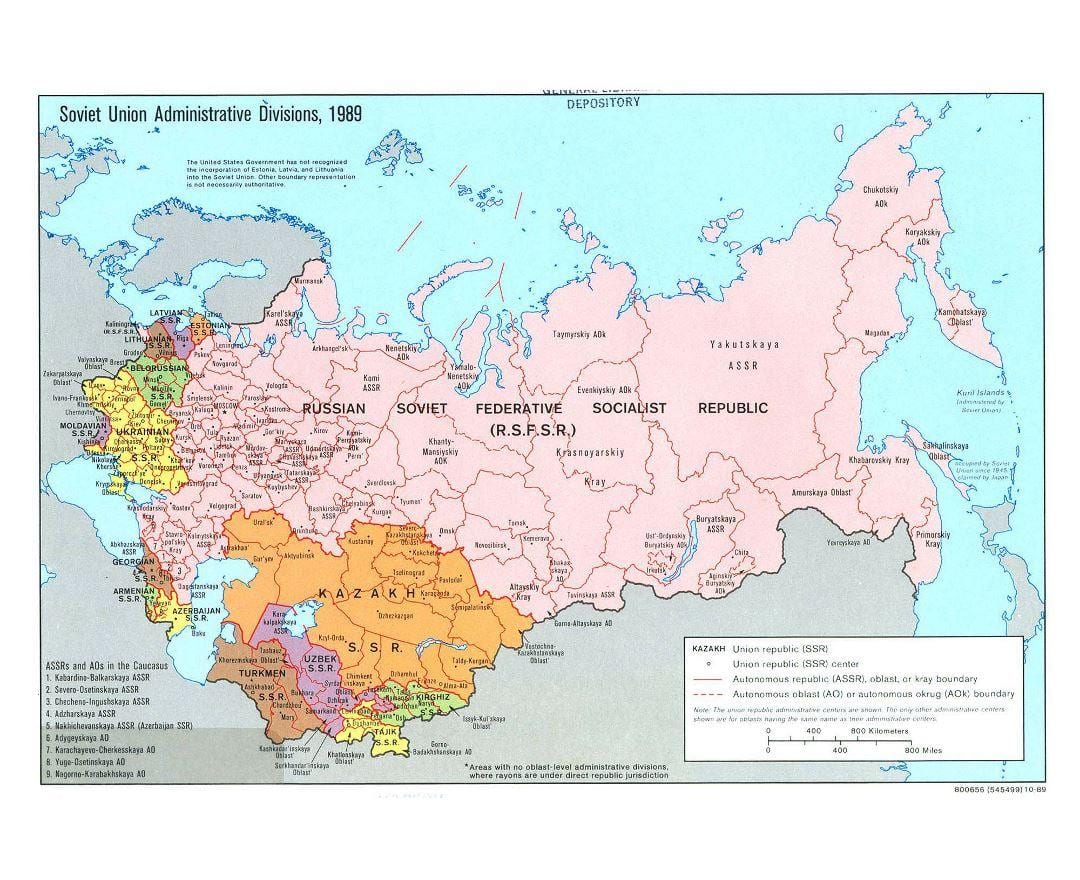 mapa de la unión Soviética