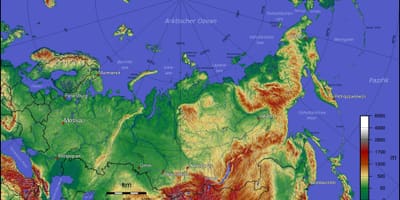 El mapa topográfico de Rusia