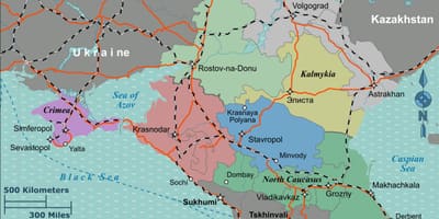 Mapa del sur de Rusia