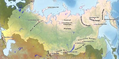 Las montañas de Rusia mapa