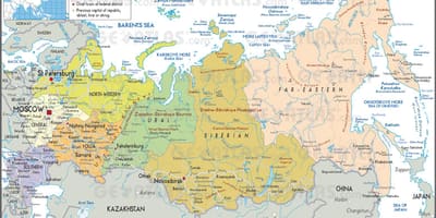 Mapa de Rusia a los estados