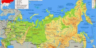 Ruso mapa geográfico
