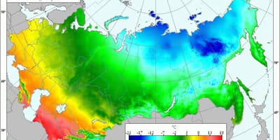 Mapa de Rusia temperatura