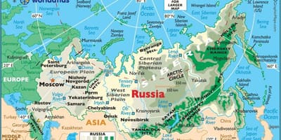 Mapa de la zona oriental de Rusia
