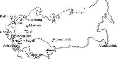 Mapa de Rusia con las principales ciudades